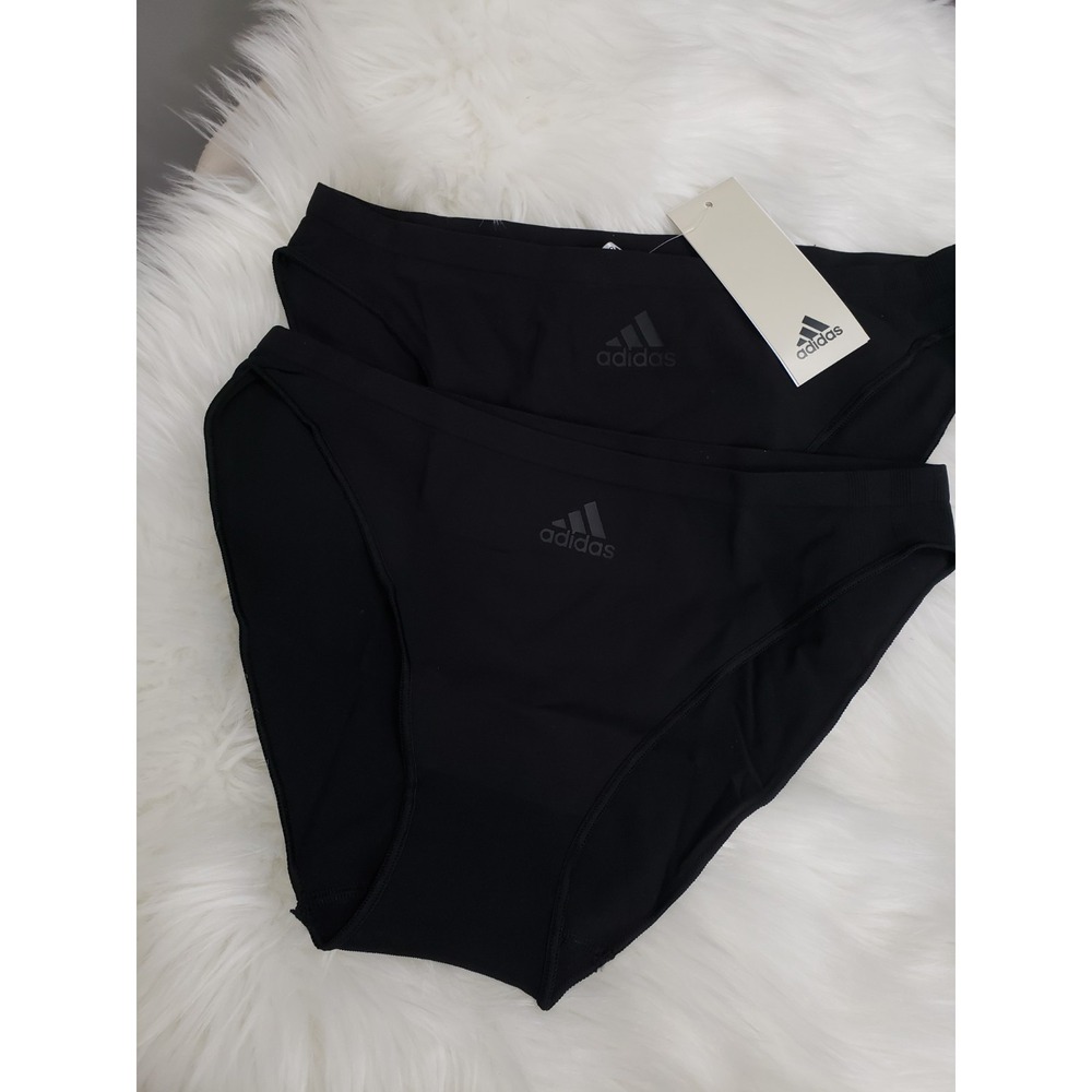 NEW LARGE adidas Women's Bikini Panties 2 Pack black Smart‎ Micro 720 Logo PANTY